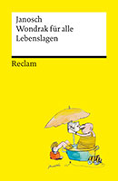 Cover zu "Wondrak für alle Lebenslagen" im gelben Reclam-Design mit Wondrak Illustration