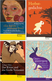 Collage mit 4 Buchcovern aus dem Reclam Programm